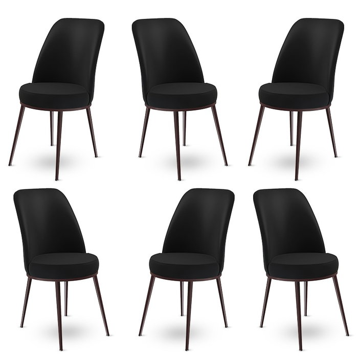 Hanah Home Dexa Juego de 6 Sillas Negro y Marrón Hanah Home Dexa Juego de 6 Sillas Negro y Marrón